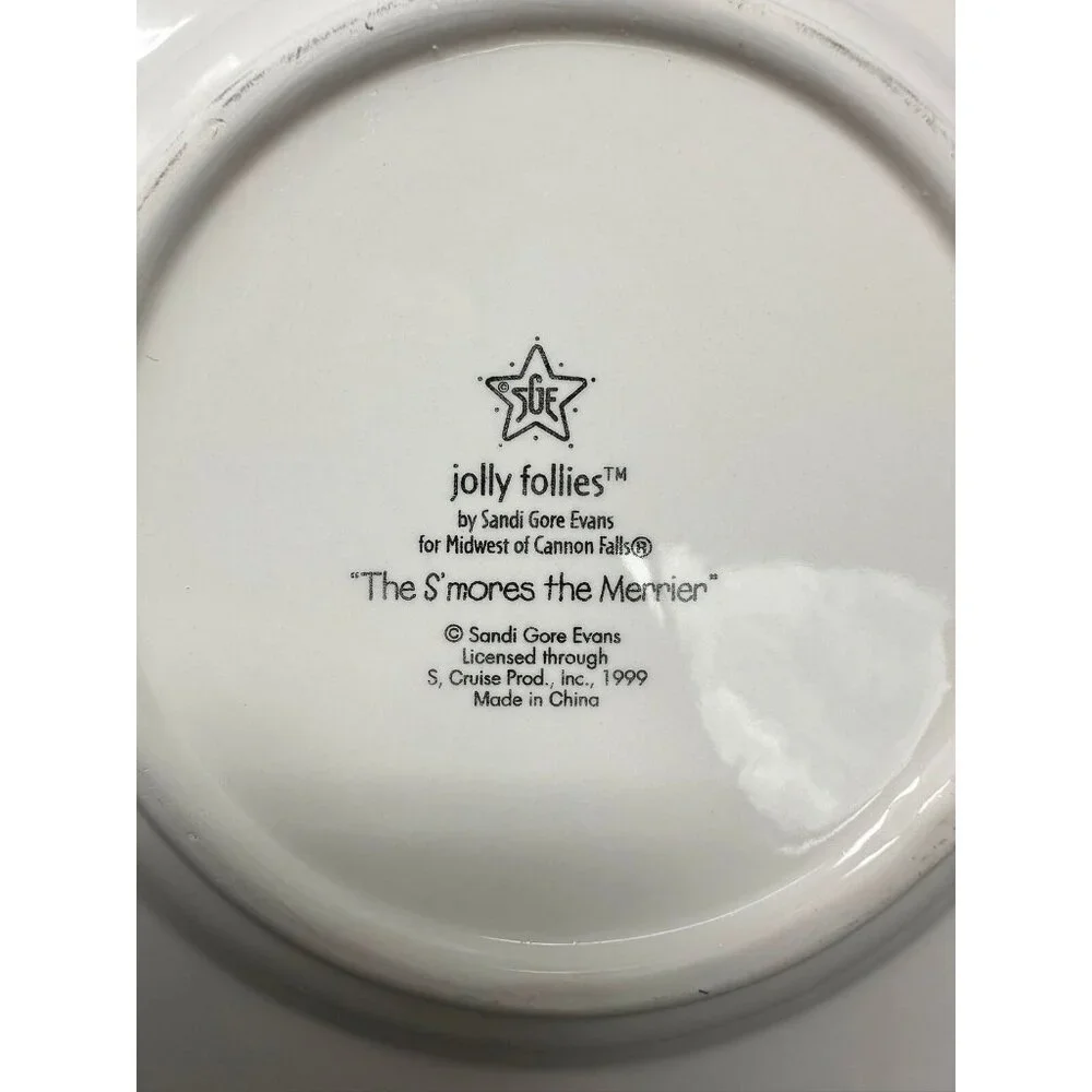 Vtg 4 SANDI GORE EVANS S'MORES THE MERRIER Jolly Follies Salad Plates Snowman - Picture 13 of 13